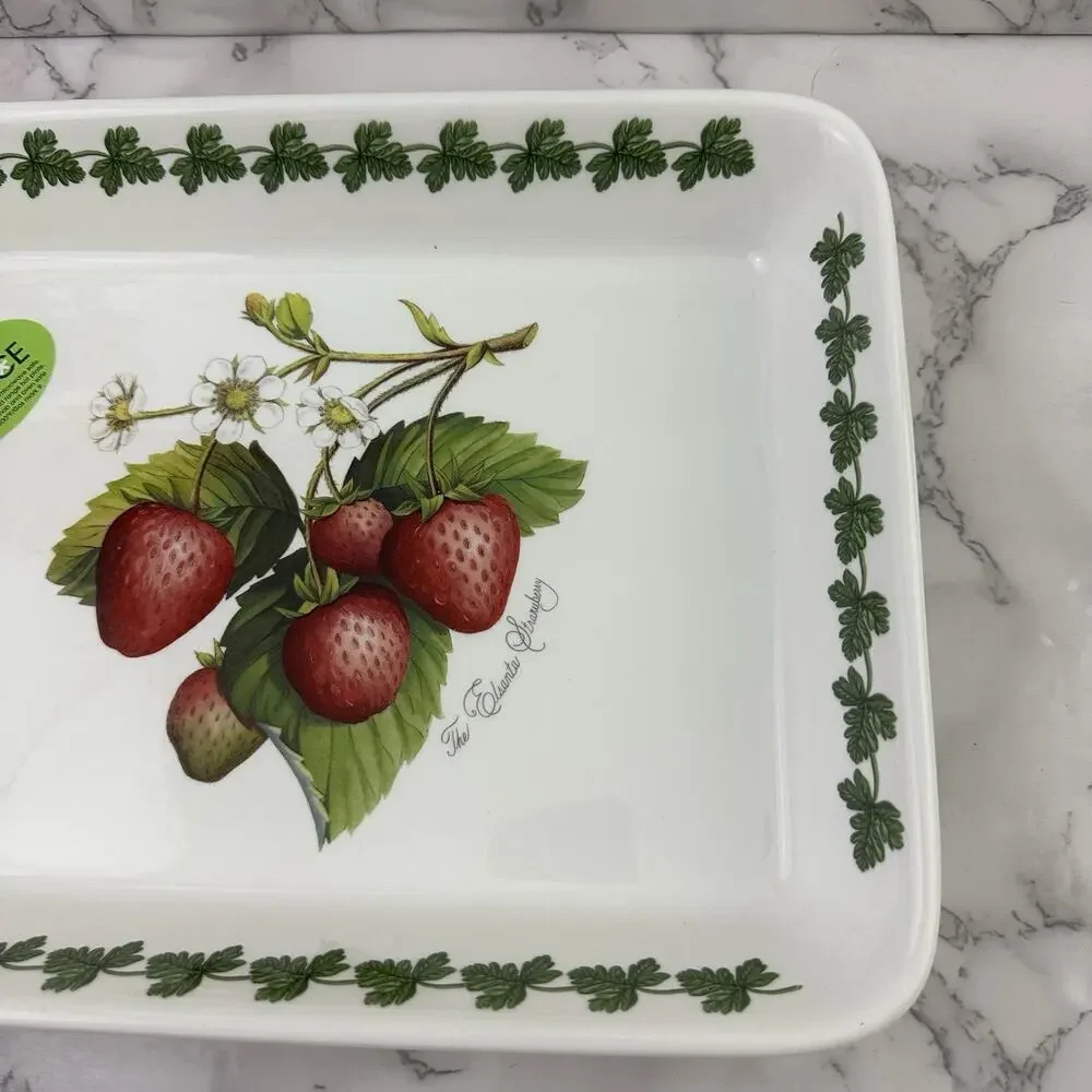 Portmeirion Strawberry Fair Fire Ice Rectangle Baking Dish New Elsanta Fruit